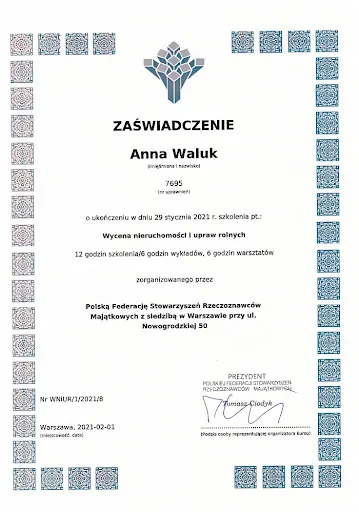 Wycena Nieruchomości Anna Waluk Rzeczoznawca Majątkowy Legnica